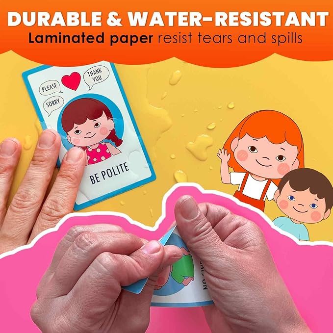 QUOKKA Autism Learning Materials - Communication Cards for Kids - 94 Visual Flashcards with 3 Rings & Clip