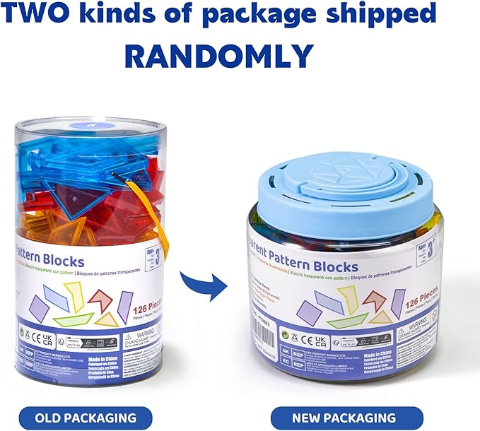 Transparent Pattern Blocks, 126 Pcs Geometric Shapes Blocks, Tangram Puzzles, Practice Sorting Counting Patterning, Math Manipulatives for Kids, Back to School Supplies, Teacher Supplies