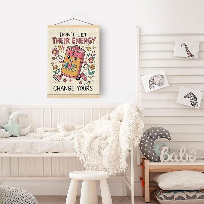 Boat Wades Inspirational Mental Health Wall Art Poster Hanger Frame, Therapy Office Decor, Floral Battery Motivational Hanging Wall Decor for Classroom Home Counselor Office, 12x16 Inch