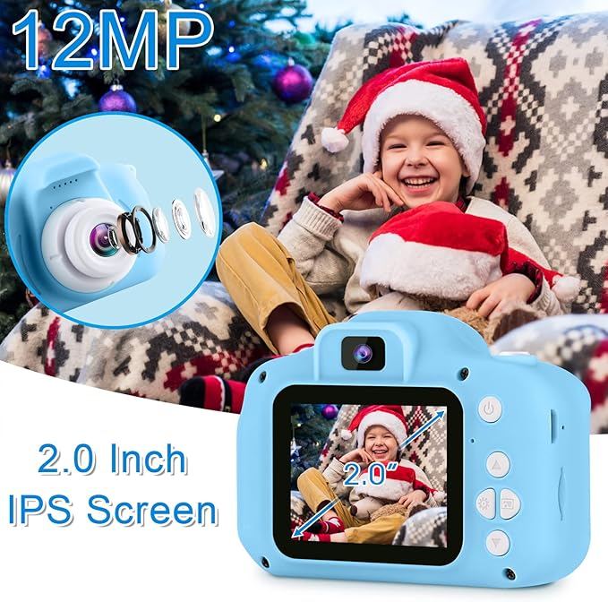 GKTZ Toys for Girls Age 3-8, Kids Camera Digital Video Toddler Camera Children Camcorder Birthday Gifts for 3 4 5 6 7 8 Year Old Girls with 32GB SD Card (Blue)