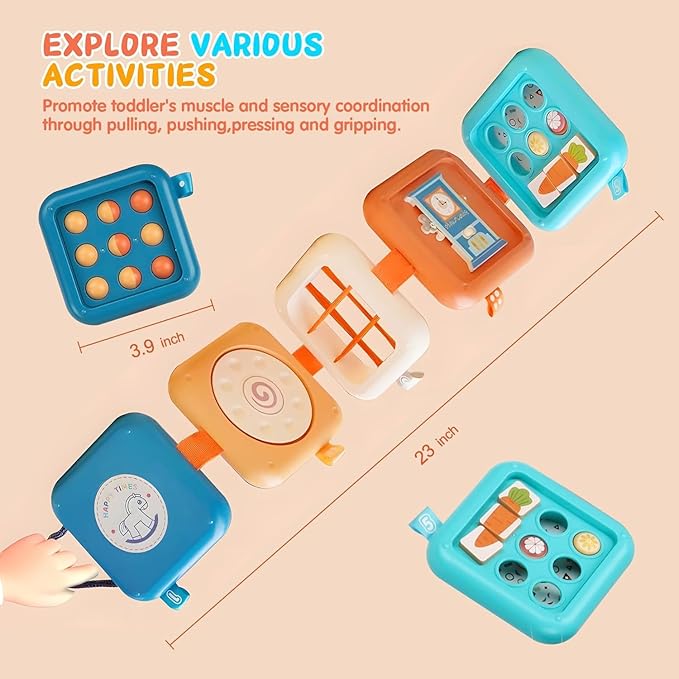 Toys for 1 Year Old, Travel Toys for Toddler 1-3, Montessori Busy Board Activity Cube with Fine Motor Skills, Christmas Birthday Gifts for 1 Year Old Boy Girl, Kids Stocking Stuffs