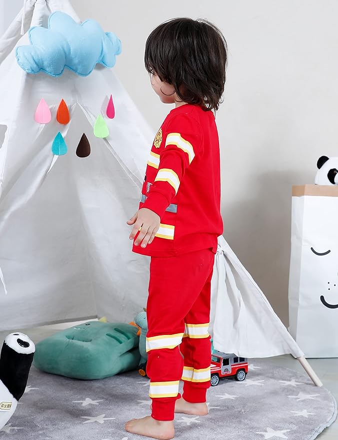 A&J DESIGN Pure Cotton Printed Pjs for 2-14 Years Kids, 2-Piece Long-Sleeved Pajamas Set