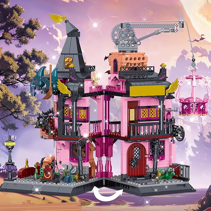 Architecture Magic Laboratory Building Block Set, 1022 Pieces, Halloween Haunted House Construction Toy, Educational Gift for Kids and Adults