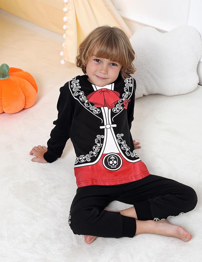 A&J DESIGN Pure Cotton Printed Pjs for 2-14 Years Kids, 2-Piece Long-Sleeved Pajamas Set