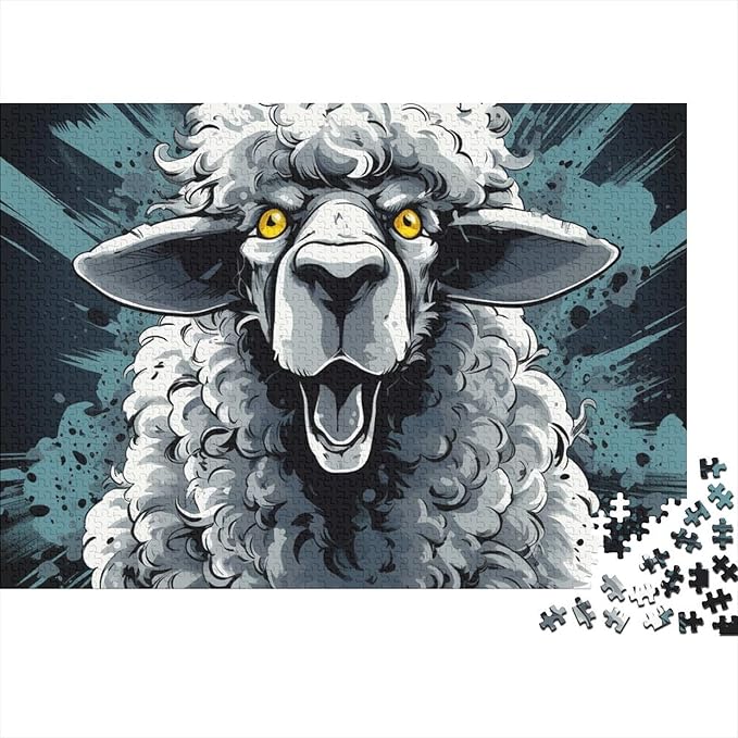 Sheep Thickened Wooden Jigsaw Puzzle 1000 Pieces 3D Animal Adults Fun Toy Intellectual Game Stress Relief Toy Decoration Education Game Relaxation and Intelligence 1000pcs (75x50cm)