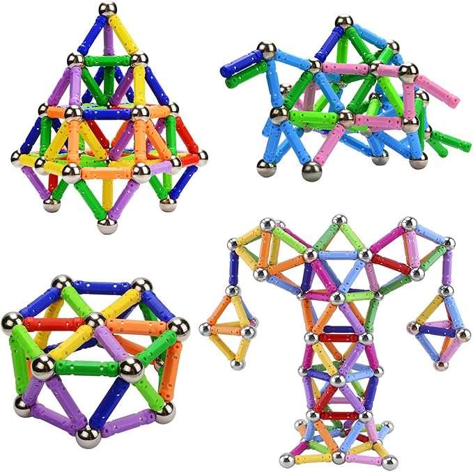 308Pcs Magnetic Building Sticks Blocks, Magnet Educational Toys STEM Toys for Kids and Adult, 3D Construction Building Toy with Storage Bag