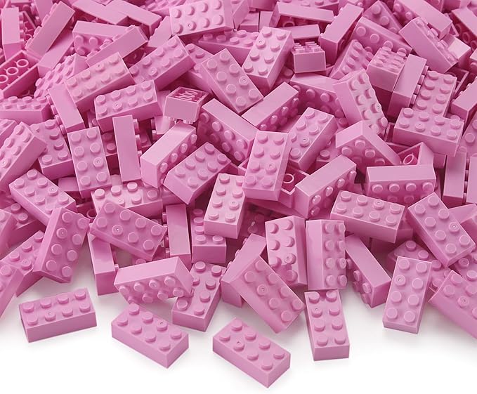 Feleph 2x4 Bricks 320 Pieces Bright Pink Parts Classic Building kit Girls Boys Kids Set Basic Blocks Toy Compatible with 3001 Major Brands