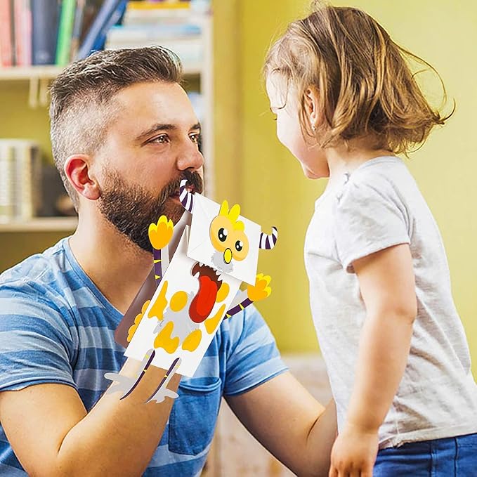WATINC 9Pack Hand Puppet Art Craft - DIY Making Your Own Paper Sock Puppets Kits Wiggle Googly Eyes, Imaginative Early Learning Classroom Family Storytelling Games Pretend Party Supplies (Monsters)