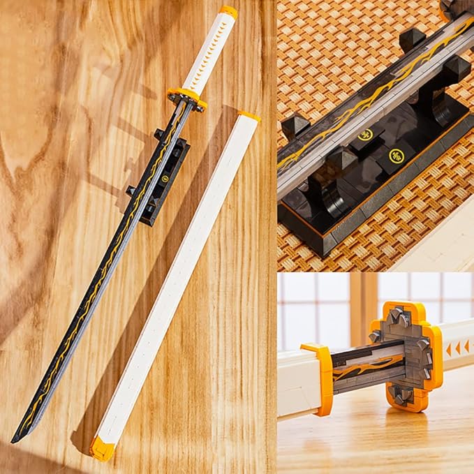 956pcs, 39inch for Sword Building Block Model, Samurai Sword Set with Scabbard and Stand, Best Gift for Anime Fans