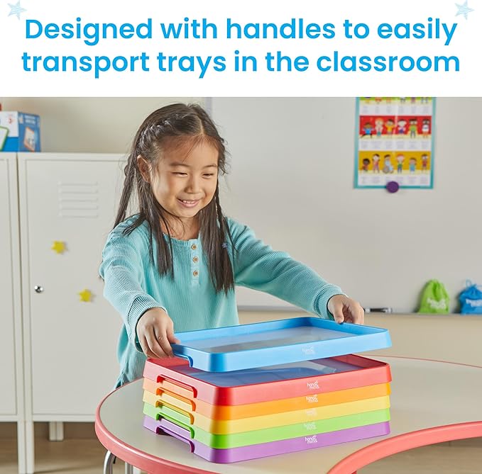 hand2mind Magnetic Dry Erase Activity Trays, Stackable Trays for Classroom, Magnetic Letter Trays, White Boards for Kids, Science of Reading Classroom Materials, Teacher Classroom Supplies