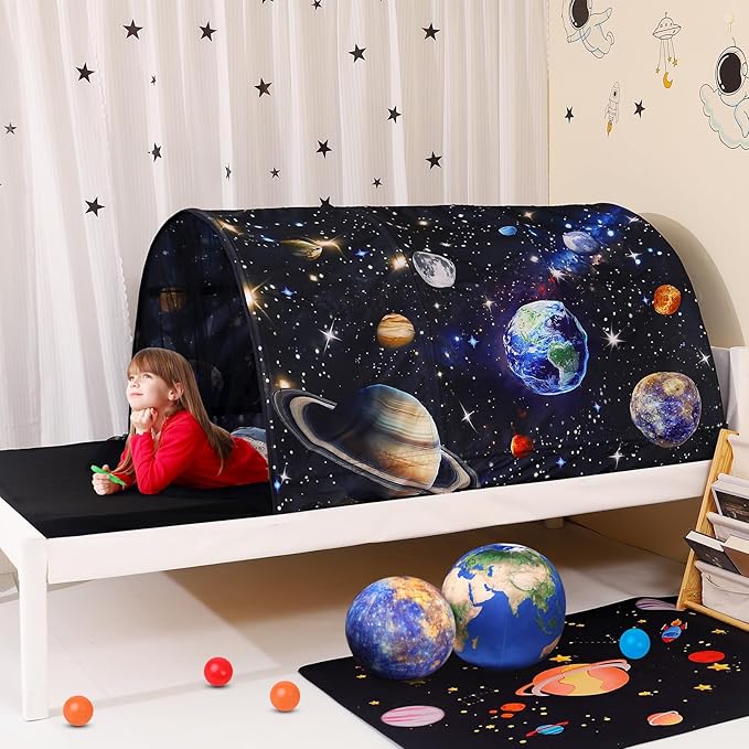 Bed Tent for Kids Lucky Castle Bed Tent Foldable Play House for Children Play Tents for Girls Boys Sleeping Canopy Playhouse