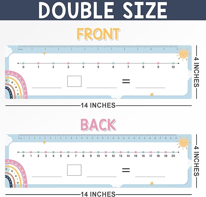 26 Pack Boho Number Line Dry Erase Boards Cards, 14"x4", Double-Sided, Math Manipulatives for Kids, Student, Kindergarten Elementary Special Education 1st Grade Classroom Must Haves