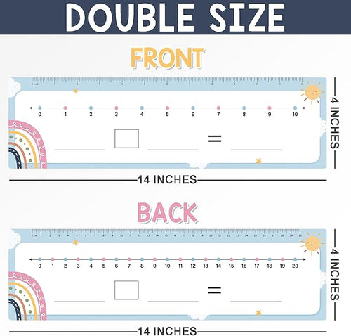 26 Pack Boho Number Line Dry Erase Boards Cards, 14"x4", Double-Sided, Math Manipulatives for Kids, Student, Kindergarten Elementary Special Education 1st Grade Classroom Must Haves