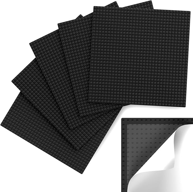 Classic Baseplates, Peel and Stick Base Plates for Building Bricks, Compatible with Major Brands, Self-Adhersive Base for Bricks 10" x 10", 6 Pack Black…