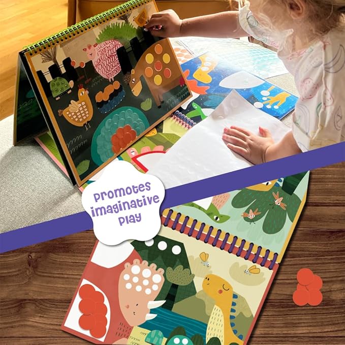 DINO MINI Dot is Fun! - Imaginative Paint by Sticker Kit for Kids - Dot Art Sticker Book for Toddlers 3-5 - Stocking Stuffers for Kids - Sticker Art Book for Toddlers (Dinosaurs)