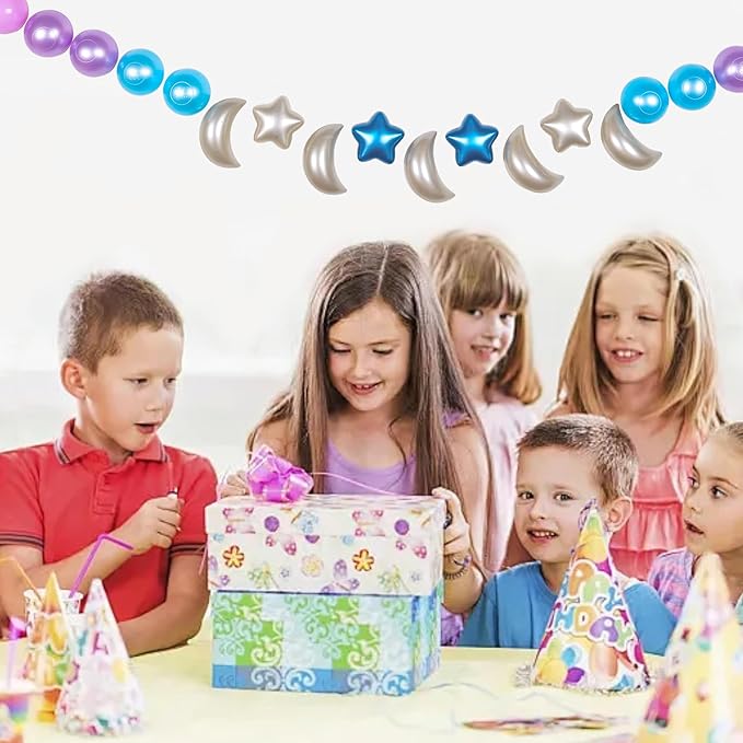 GOGOSO Ball Pit Balls Stars Moon Shapes Plastic Pitballs for Toddler Play Tent Baby Photo Props Kids Pool Water Toys Kiddie Pool Party Decor,Pearl Blue+Pearl Purple+Purple Gray,100PCS