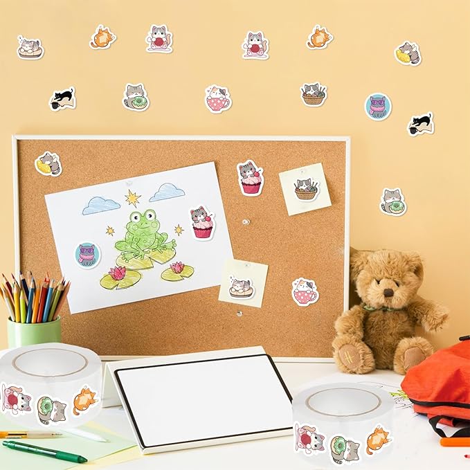 500 PCS Cute Cat Stickers Vinyl Waterproof Stickers for Laptop,Guitar,Motorcycle,Bike,Skateboard,Luggage,Phone,Hydro Flask, Gift for Teens Birthday Party