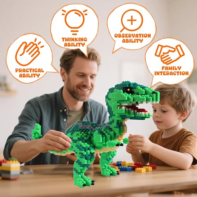 Dinosaur Tyrannosaurus Rex Building Sets Velociraptor Micro Mini Blocks Toy Birthday for Age 6+ Boys Adults Teens 2745 Pieces