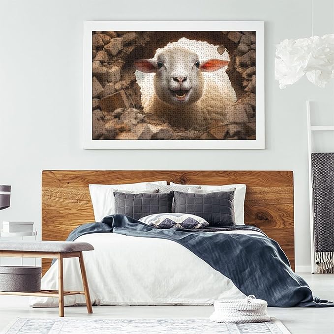 Sheep Adults Fun Thickened Wooden Jigsaw Puzzles 1000 Piece 3D Animal Stress Relief Toy Decoration Education Game Toy Intellectual Game Relaxation and Intelligence 1000pcs (75x50cm)