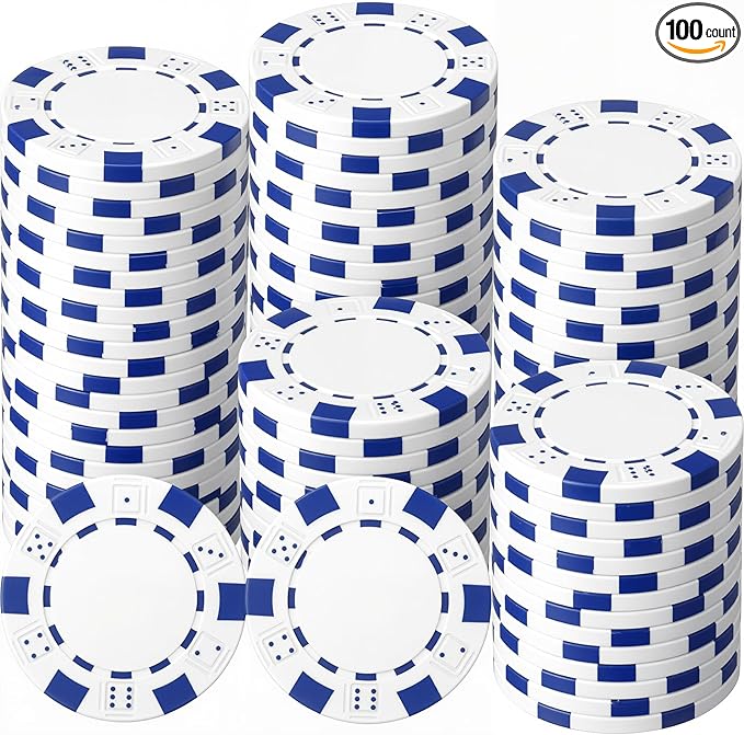 100 Pcs 11.5 Gram Poker Chips ABS Monte Carlo, 40 mm Bingo Chips Tokens Markers Blank Counting Bulk for Blackjack, and Card Night Poker Games