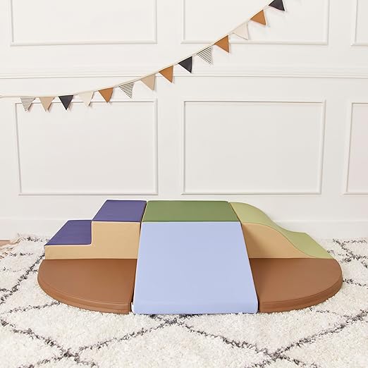 ECR4Kids SoftZone Little Me Wall Climb and Slide, Beginner Playset, Earthtone