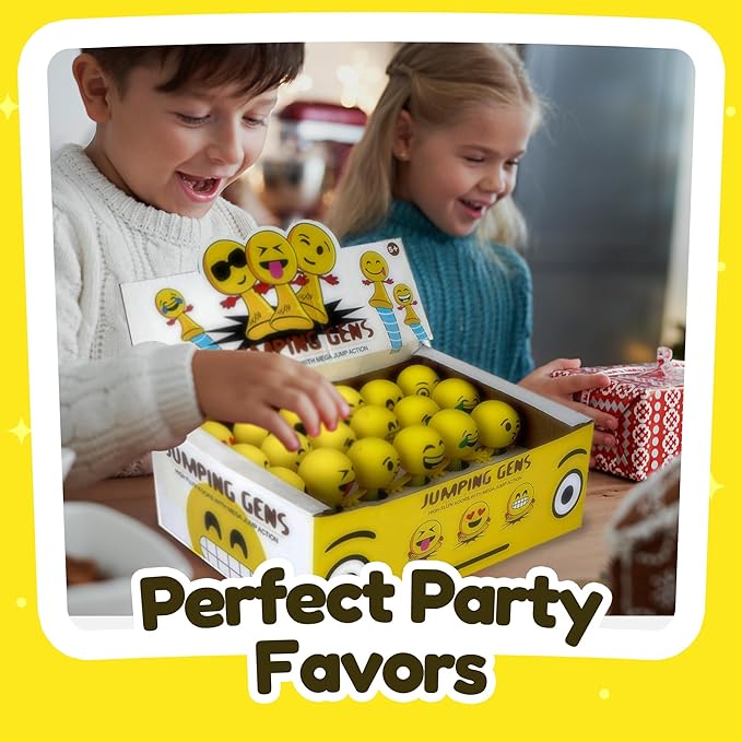 Liberty Imports 24 PCS Jumping Emoticon Popper Spring Launchers LED Light Up Toy Bouncy Party Favors Supplies and Goodie Bag Fillers for Kids, Toddlers (Classic Edition)