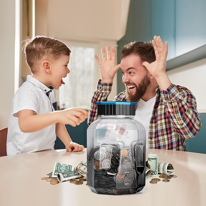 X-Large Piggy Bank for Adults Kids, Vcertcpl Digital Coin Counting Bank with LCD Counter, 2.4L Capacity, Great Coin Counter Bank Money Counting Jar with Total Amount Displayed (G Gray, X-Large)
