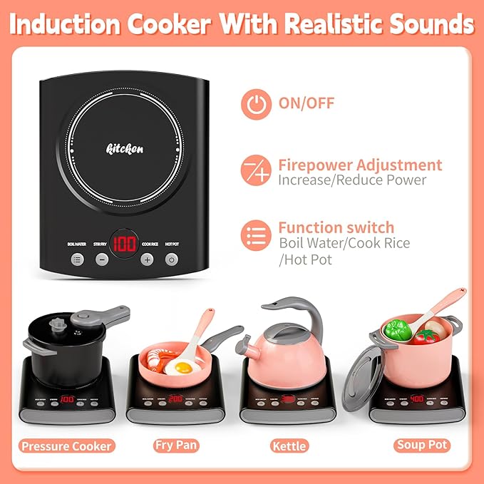 Toy Play Food, Play Kitchen Accessories, Kitchen Playset, Pretend Cooking Play Pots, Pans, Utensils Cookware, Cutting Fun Fruits Veggies, Shopping Storage Basket, Prop Money, Gifts for Kids, 168 Pcs