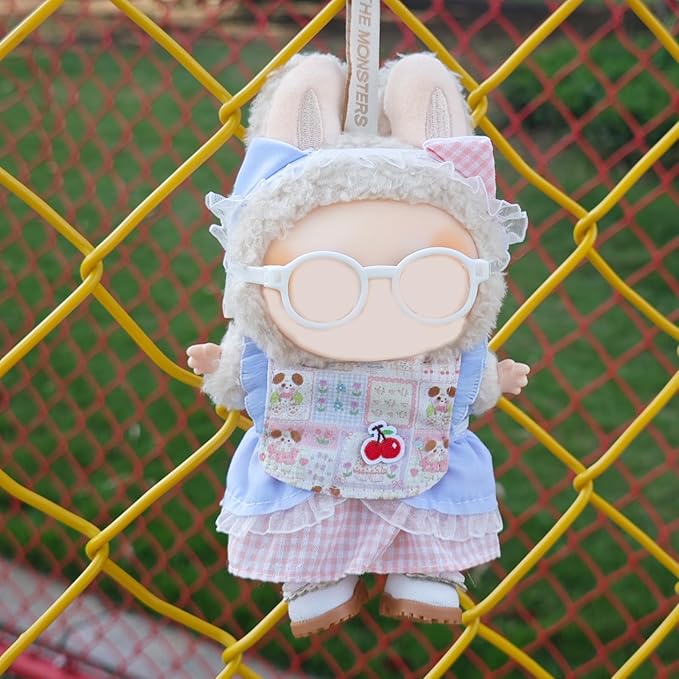 17cm Doll Clothes Set, Cute Girls Doll Outfits Set, 4 PCS Blue Maid Style Outfits Exquisite Accessories