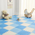 Foam Play Mat for Baby, 0.4 Inch Thick Foam Interlocking Floor Mats, Soft Non-Toxic Baby Playmat, Solid Colored Puzzle Play Mat Kids Floor Mats for Toddler, 16 Tiles(White/Light Blue/Blue)