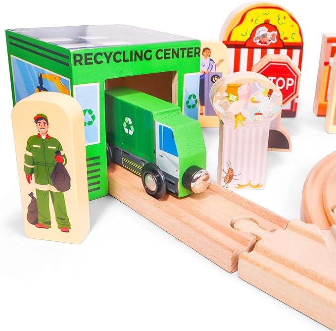 48 Pcs Wooden Community Helpers People Figures - Little Town People Wood City Set for Kids & Toddlers at Home and School - Pre K Classroom & Preschool Play Pretend Toy Folk