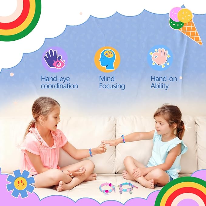 Art & Craft Kits for Kids, DIY Friendship Bracelet Making Kit for Girls, 5-12 Year Old Girl Birthday Gifts, Kids Jewelry Making Kit with Charms, Girls Toys Age 5 6 7 8 9 10 11 12 Years Old(Regular)