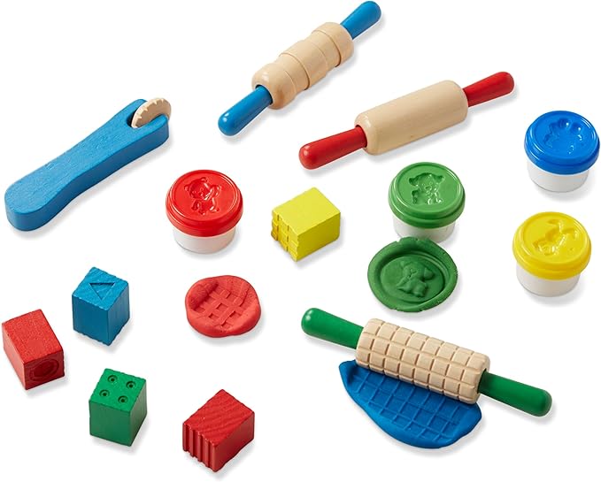 Melissa & Doug Shape, Model, and Mold Clay Activity Set - 4 Tubs of Modeling Dough and Tools