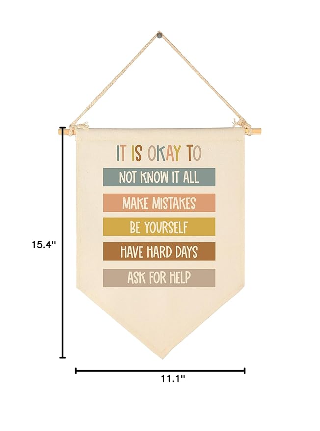 It Is Okay-Classroom Decor-Classroom Poster-Playroom Art-Child Art-Teacher Present-Canvas Hanging Pennant Flag Banner Wall Sign Decor Gift
