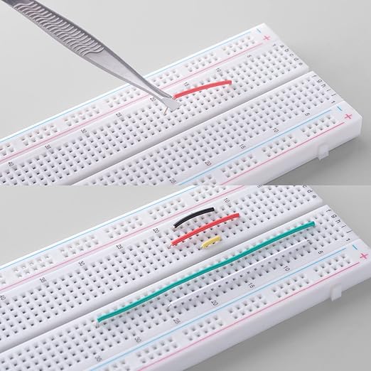 Breadboard Jumper Wires Kit 2Pcs 830 Breadboards +2PCS 400 Breadboards +130pcs Flexible Breadboard Jumper Wire +280pcs Jumper Cable+1pcs Tweezer for Arduino Raspberry Pi