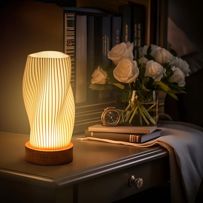 Battery Operated Portable Desk Lamp, Dimmable Cordless LED Table Lamp,3 Colors & Memory Function, Modern Rechargeable Bedside Lighting for Living Room, Bedroom, White, 8.6inch