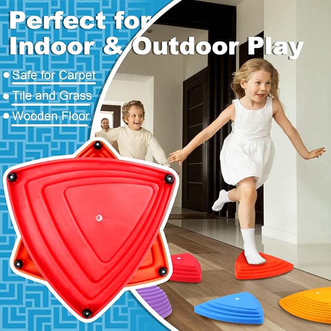 Gentle Monster Stepping Stones for Kids, Set of 6/8/11 PCS for Balance with Non-Slip Bottom - Exercise Coordination and Stability（11 PCS Classic）
