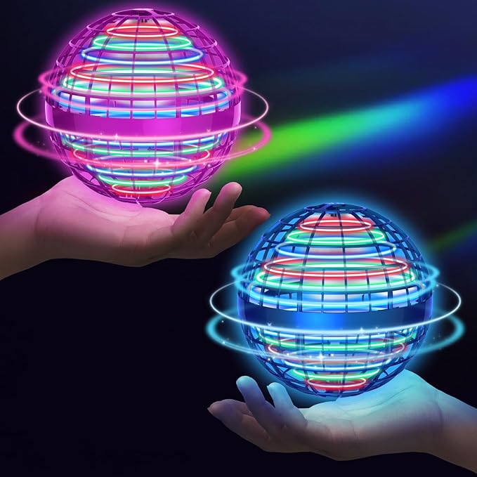 2025 Flying Orb Ball - AI Cool Novelty Gift Galaxy Boomerang Hand Drone Magic Floating Orbit Ball Hover Mini Outdoor Fidget Toy for Boys Girls Teens Kids (2 Pack Blue Rose)