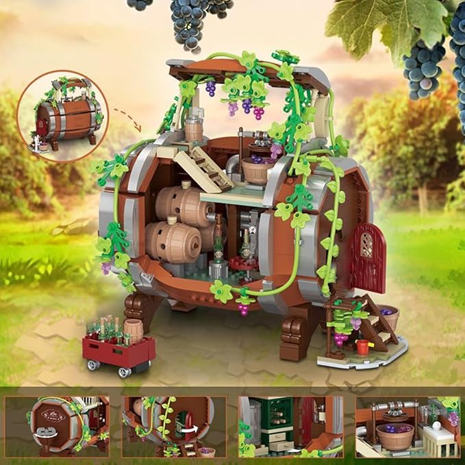 Wine Barrel Building Blocks Toy, 1022 Pieces, Gift for Adults and Children