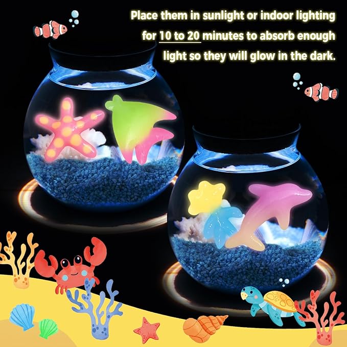 Magic Water Elf Toy Kit - Glow in The Dark Aqua Gel 6 Colors with 6 Molds - Magic Squishy Maker Water Fairies Birthday Party Favors DIY STEM Toy for 3-8 Years Old Kids