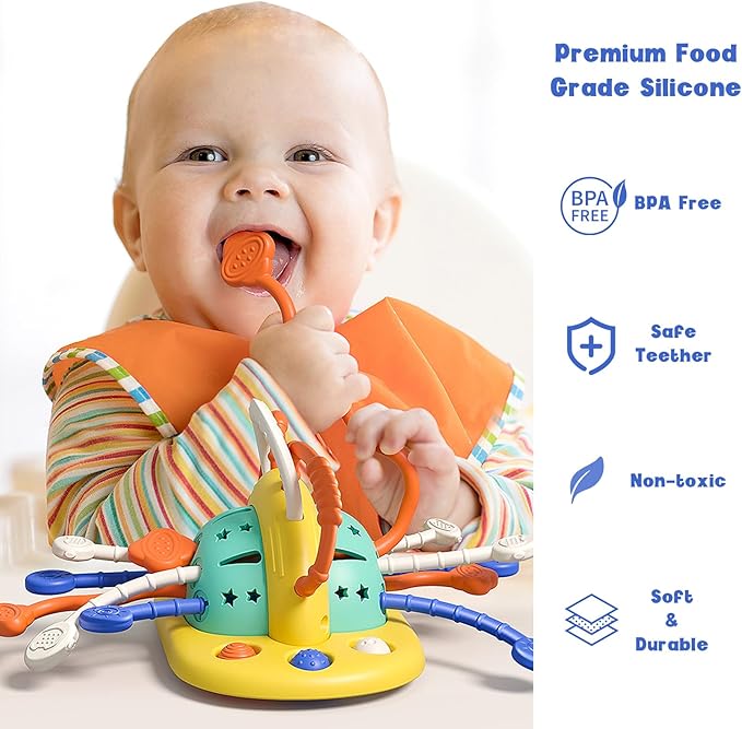 Baby Toys Silicone Suction Cup Toy for High Chair Toddler Sensory Toys for 6-12 Months Baby Montessori Toy for 1 Year