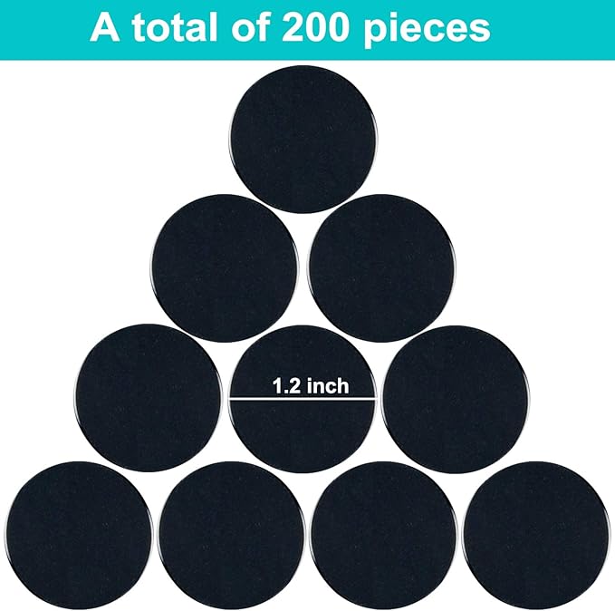 Coopay 1-1/5 inch Plastic Learning Counters Disks Bingo Chip Counting Discs Markers for Math Practice and Poker Chips Game Tokens, 200 Pieces(Black)