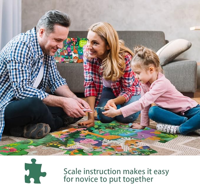 TAOZI&LIZHI Puzzles for Kids Ages 4-6, 6-8, Jungle Animals Toddler Puzzle Age 2-4, Jigsaw Floor Puzzles for Kids Ages 3-5, Puzzles Gifts Toys for Boys Girls Children (46 pcs, 2 x 3 feet)