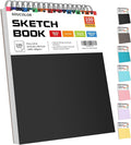 Soucolor Sketch Book, Spiral Bound Acid-Free Sketchbook with 68lb/100gsm for Paper Painting, Drawing, Writing, Artist Sketching Pad for Kids, Adults & Teens, 100 Sheets (Black, 9 x 12 Inch, Pack of 1)