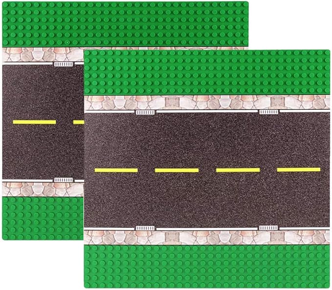 Taken All Road Baseplates 10" x 10" - Building Block City Town Straight Road Base Plate Tight Fit with Major Brands (2 Pack Road baseplate)