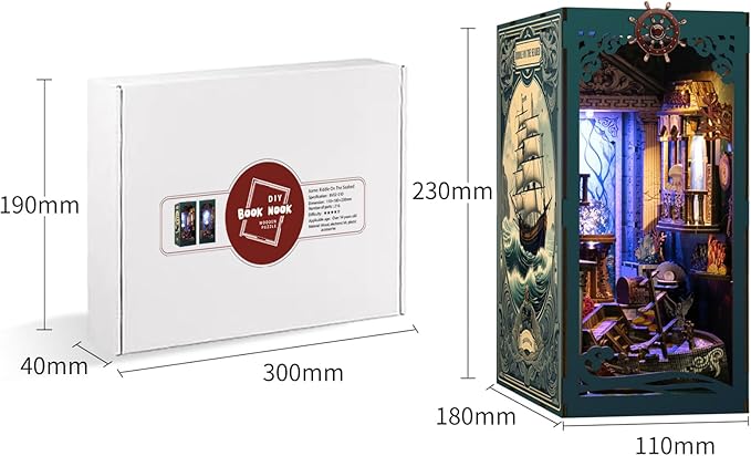 Book Nook Kit - DIY Miniature Dolls House Kit with Furniture and LED Light, 3D Puzzle Wooden Art Bookends, Model Kits for for Adults and Teens (Deep Sea Secret Shadow)