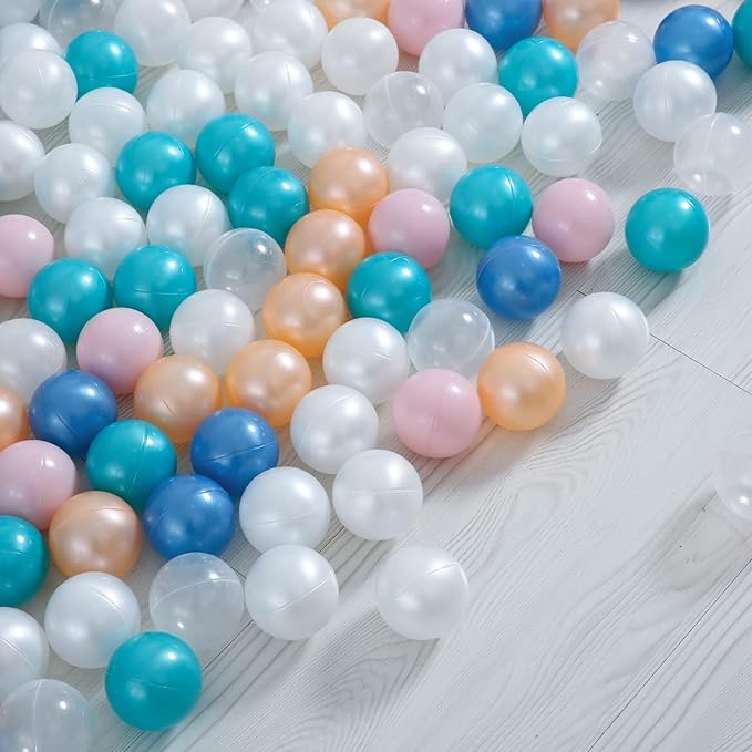 Ball Pit Balls Pack of 100 200 500 - Star and Round Set BPA Free Phthalate Free Non-Toxic Crush Proof Play Balls Soft Plastic Balls for Toddlers Baby Kids Birthday Pool Tent Party