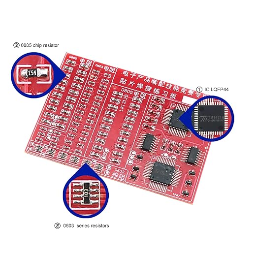 Soldering Practice Kit DIY Red PCB 0603 Series Resistors SMD SMT Electronics Projects Soldering Kit Simple Welding Skills Learn Soldering Kit for Beginners (02H0703)