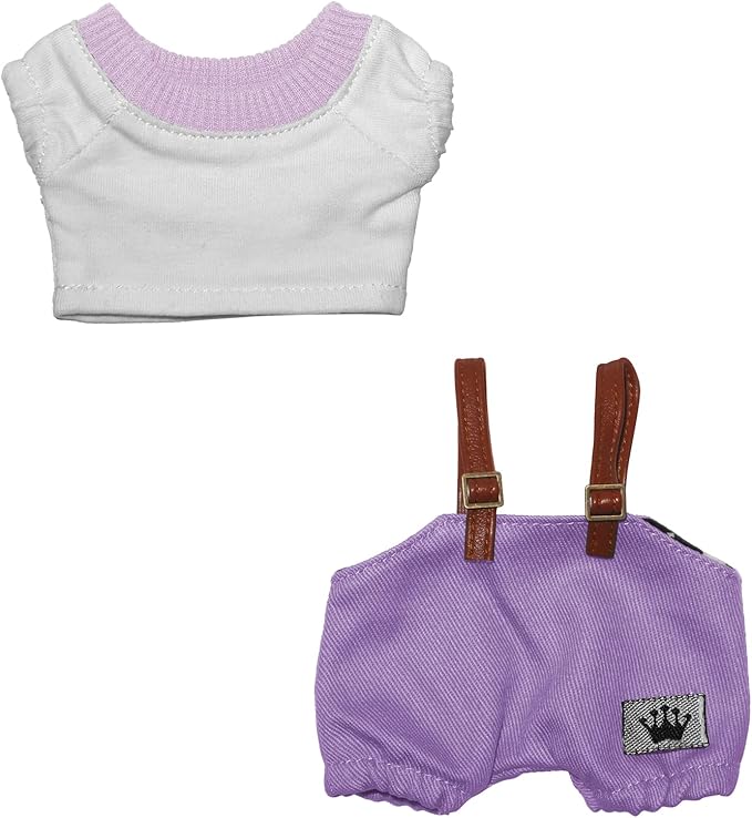 17cm Doll Clothes Set Premium Fashion Romper with Accessories Outfit Set for 17cm Dolls(NO Doll)(Colorful Shirt + Romper)