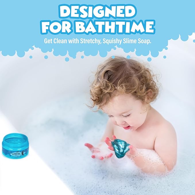 Tub Works Cosmic Bath Slime Soap Bath Toy, 6 Pack | Stretchy, Squishy Slime Soap for Kids Bath | Fresh, Fruity Scents | Nontoxic | Sensory Fun Kids & Toddler Bath Toys